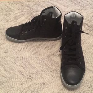 Lanvin Croc embossed high top sneakers